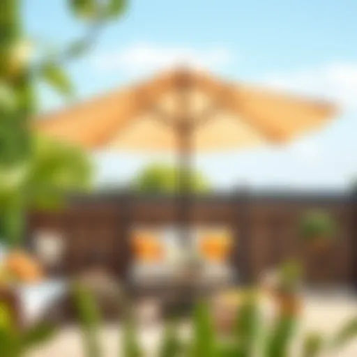 Stylish 8 ft patio umbrella enhancing outdoor ambiance