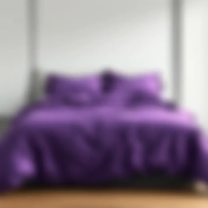 Elegant purple duvet cover on a minimalist bed