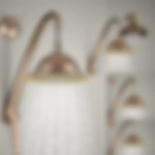 Diverse shower head options displayed elegantly