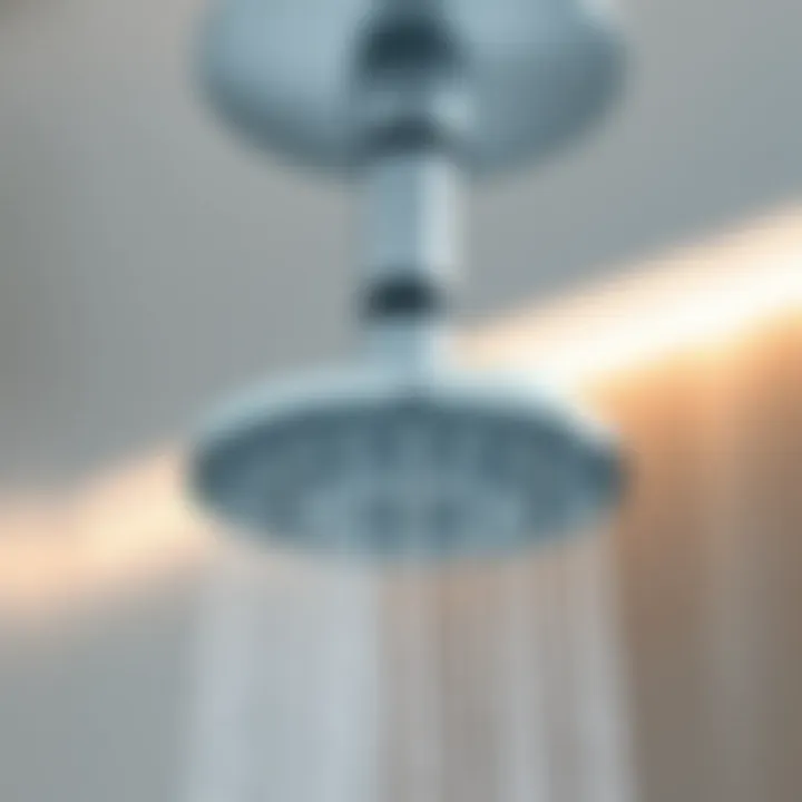 Close-up of a modern rainfall shower head