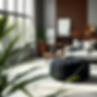 Elegant Black Pouf Stool in a Modern Living Room Elegant black pouf stool in a modern living room setting