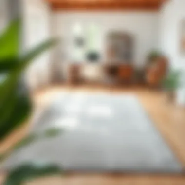 Stylish no pile area rug in a contemporary workspace