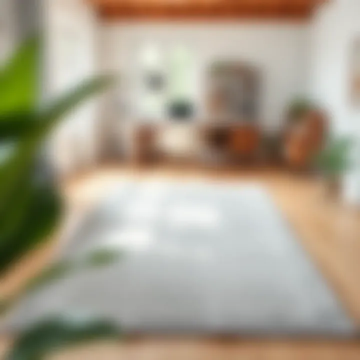 Stylish no pile area rug in a contemporary workspace