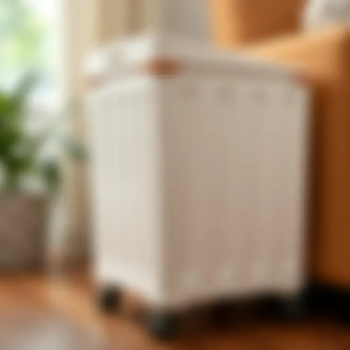 Close-up of the innovative design of the Container Store hamper