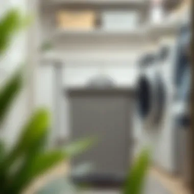 Container Store hamper with wheels in a laundry room setting