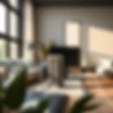 Stylish Container Store hamper on wheels in a modern living room