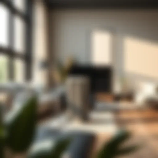 Stylish Container Store hamper on wheels in a modern living room