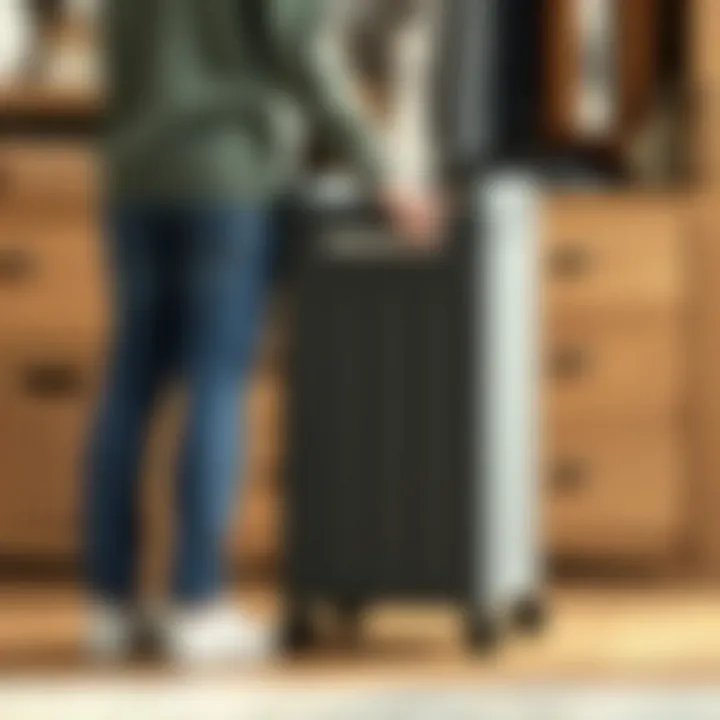 User interacting with the Container Store hamper, showcasing ease of use