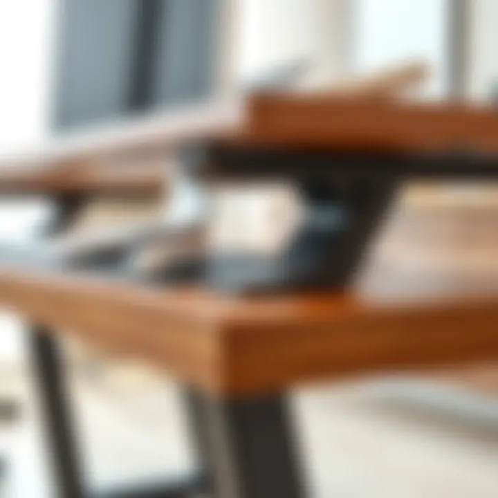 Ergonomic Design Aspects Close-up of ergonomic features on a 2-tiered desk