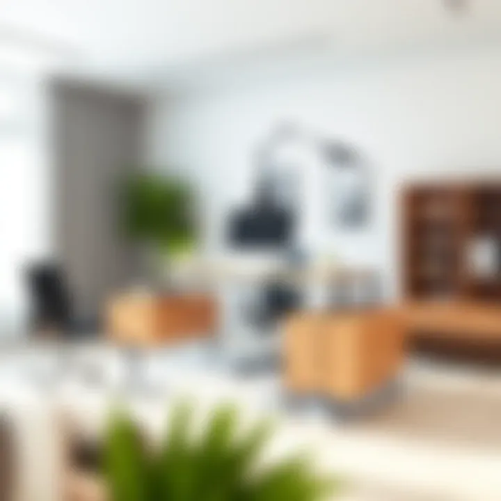 Modern Office Aesthetics with 2-Tiered Desk Stylish 2-tiered desk in a modern office environment