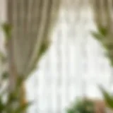 Intricately designed sage lace curtain draping elegantly