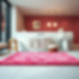 Luxurious hot pink bath rug on a modern bathroom floor