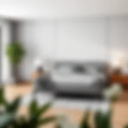 Elegant gray twin size bed in a modern bedroom setup