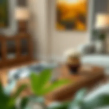 Elegant wood TV tray with a decorative centerpiece