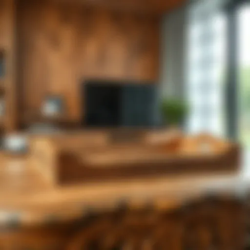 Artistry in Wood: Detailed Carvings on TV Tray Elegant wood TV tray showcasing intricate carvings