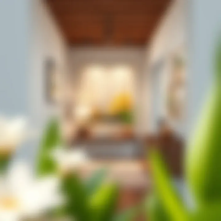 An entryway adorned with large framed art, creating an inviting atmosphere