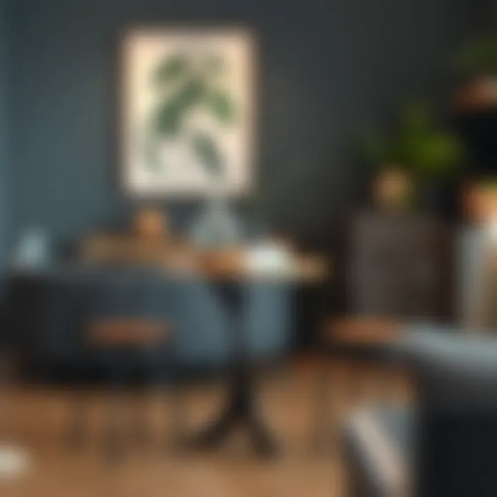 Short bistro table adorned with decorative elements in a modern setting