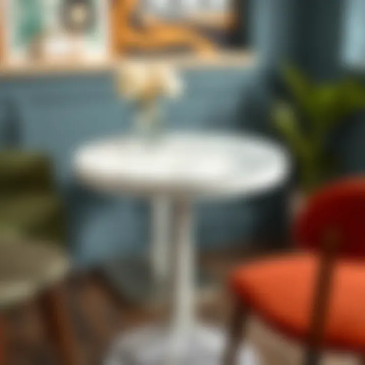 A stylish selection of short bistro tables in various materials