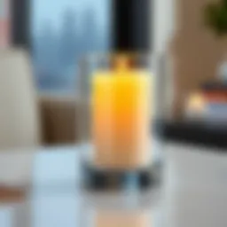 Elegant glass pillar candle holder with a modern design