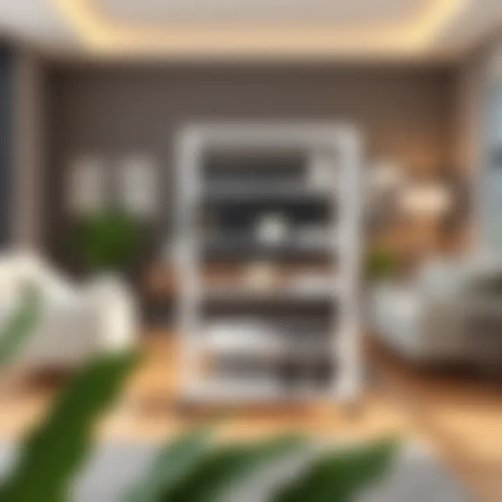 Elegant Plastic Shelf in Modern Living Room Elegant plastic shelf on wheels in a modern living room setting