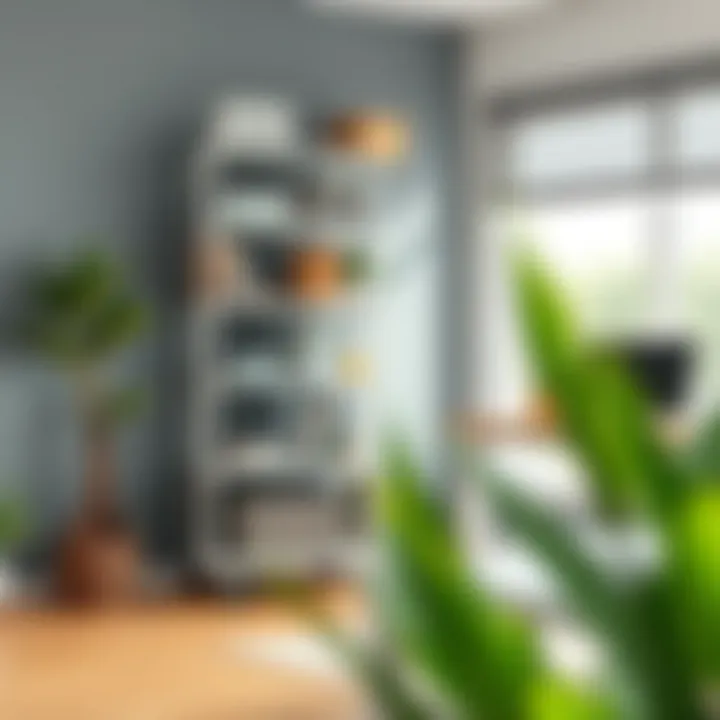 Functional Shelving in Home Office Functional plastic shelving unit on wheels used in a home office