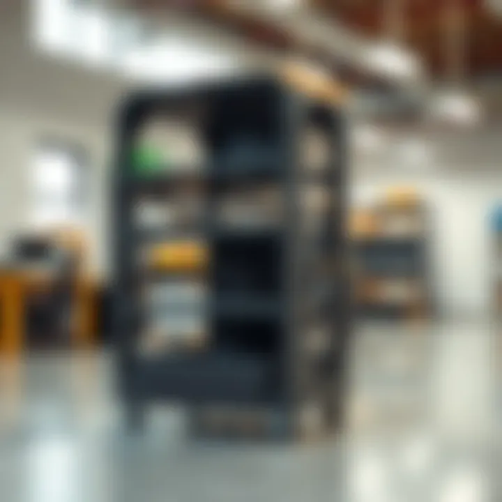 Versatile Shelving in Commercial Workspace Versatile plastic shelving unit on wheels in a commercial workspace