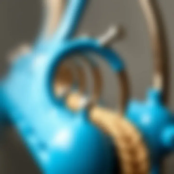 Materials of Blue Shower Hooks Close-up of materials used in blue shower hooks