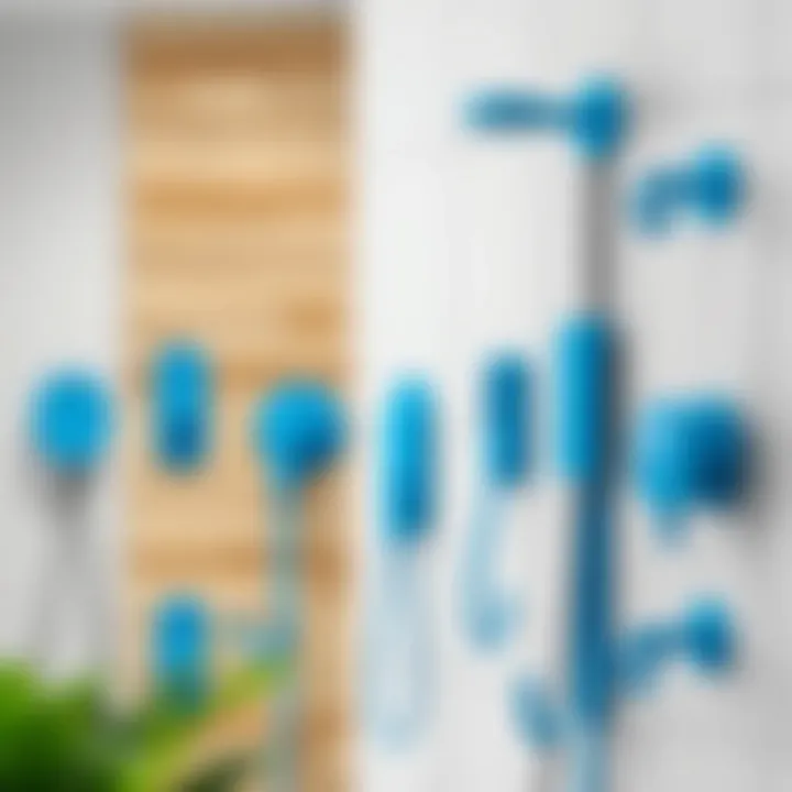 Variety of Blue Shower Hook Designs Variety of blue shower hook designs in a modern setting