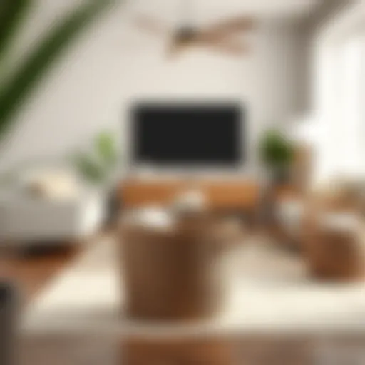 Stylish 20x20 storage basket in a modern living room setting