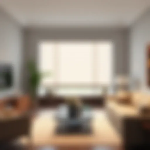 Elegant living room showcasing 50-inch blinds in a modern decor