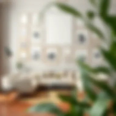 An elegant living room featuring multiple 15x21 cm frames arranged in a gallery style.