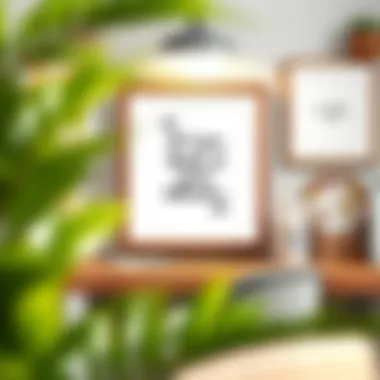 A beautifully decorated workspace featuring a 15x21 cm frame with motivational quotes.