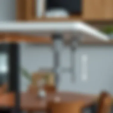 Close-up of the mechanism of an extendable table showcasing its functionality