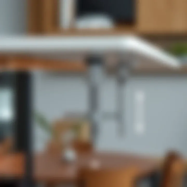 Close-up of the mechanism of an extendable table showcasing its functionality