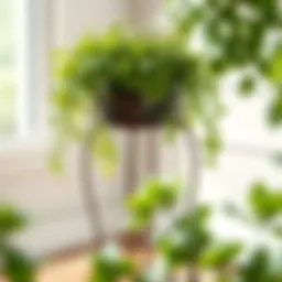 Elegant wrought iron plant stand showcasing vibrant greenery