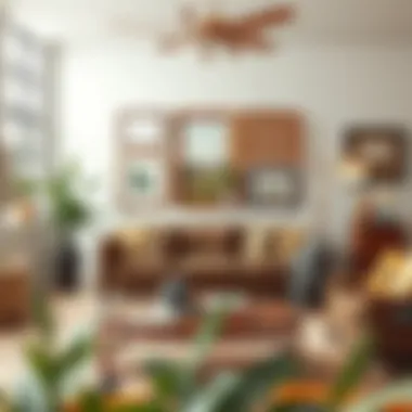 Beautifully decorated living room featuring rustic frames