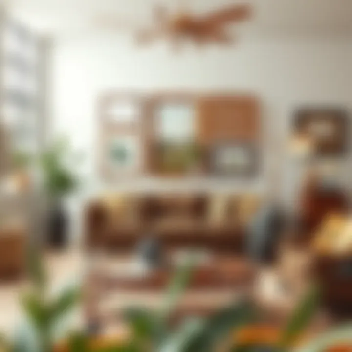 Beautifully decorated living room featuring rustic frames