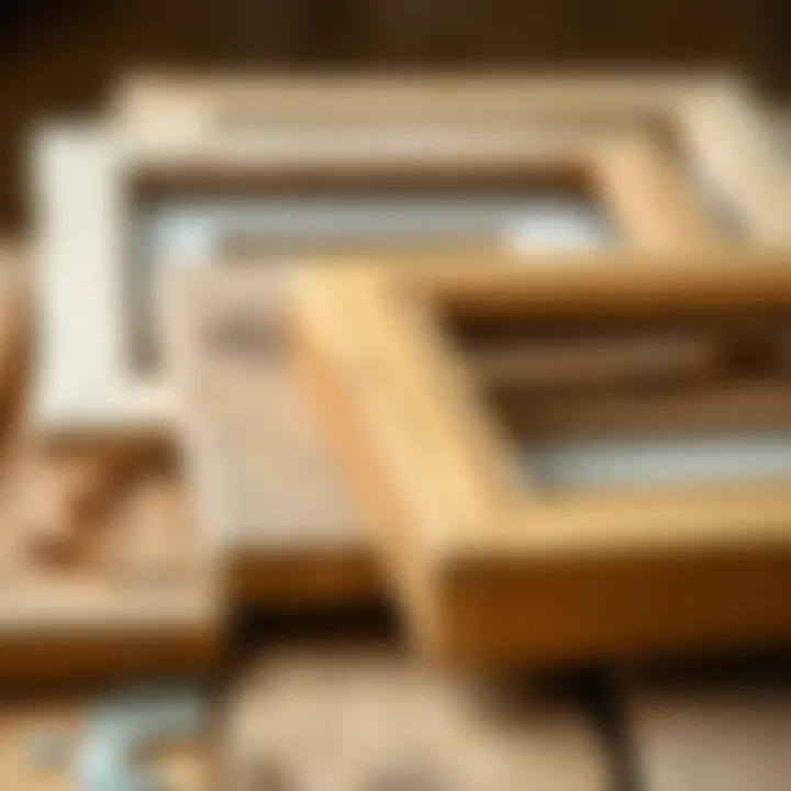 Close-up of materials used in crafting rustic frames
