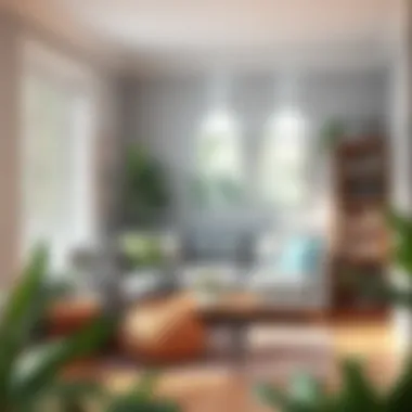 Cozy Reading Nook with Grey Couch Cozy reading nook with a small grey L-shaped couch and bookshelf