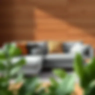 Stylish Couch Arrangement with Pillows Stylish arrangement of a small grey L-shaped couch with decorative pillows