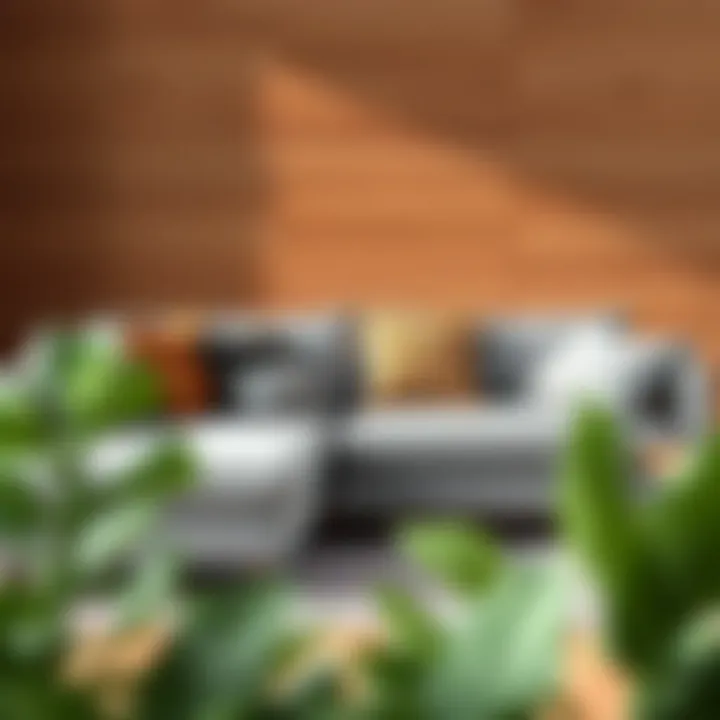 Stylish Couch Arrangement with Pillows Stylish arrangement of a small grey L-shaped couch with decorative pillows