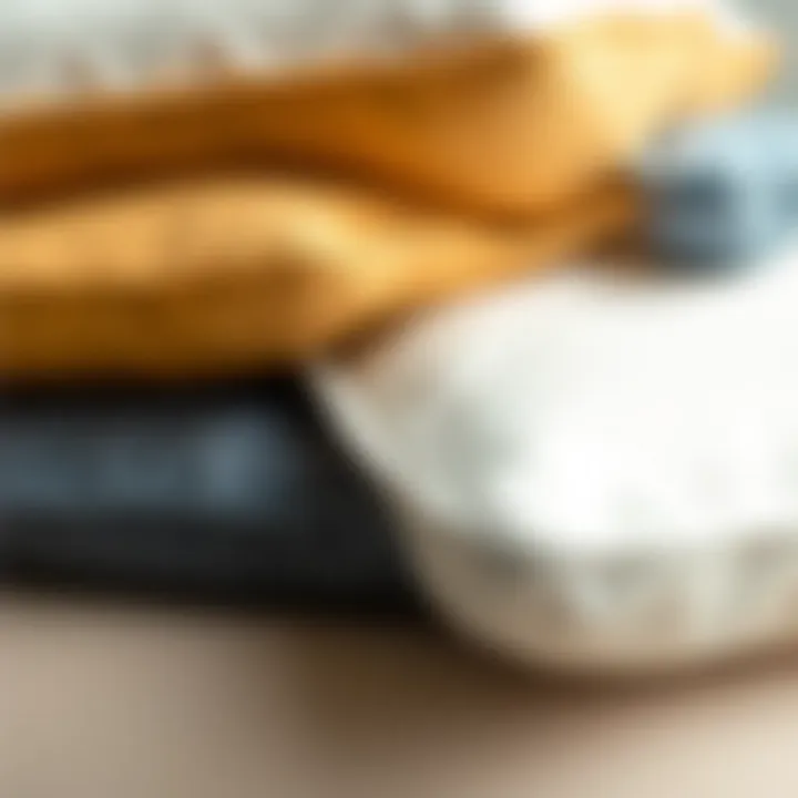 A close-up view of various materials used in cushion inserts