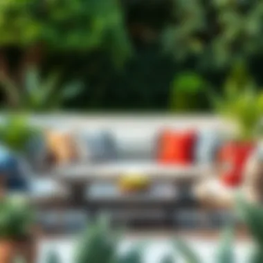 A beautifully arranged outdoor seating area with 16x24 cushion inserts