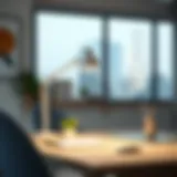 Modern white clip-on lamp highlighting a workspace with sleek design