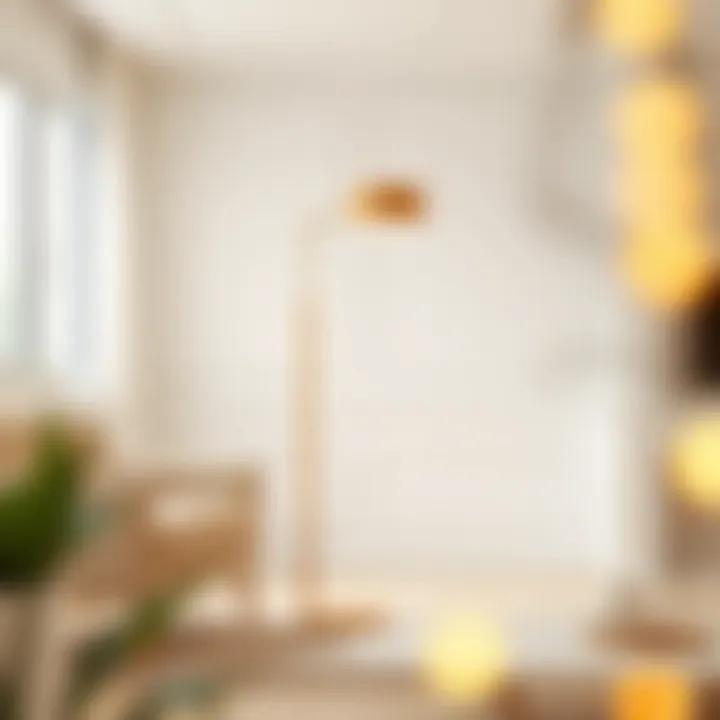 A stylish modern floor lamp in a minimalist living room setting