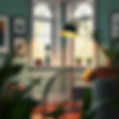 A floor lamp with adjustable height featured in a cozy reading nook