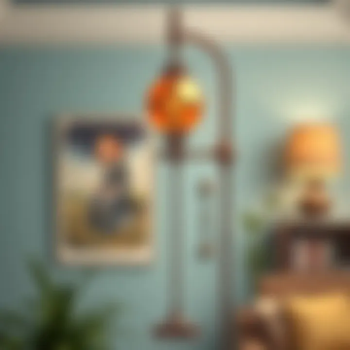 A vintage-inspired floor lamp showcasing intricate design details