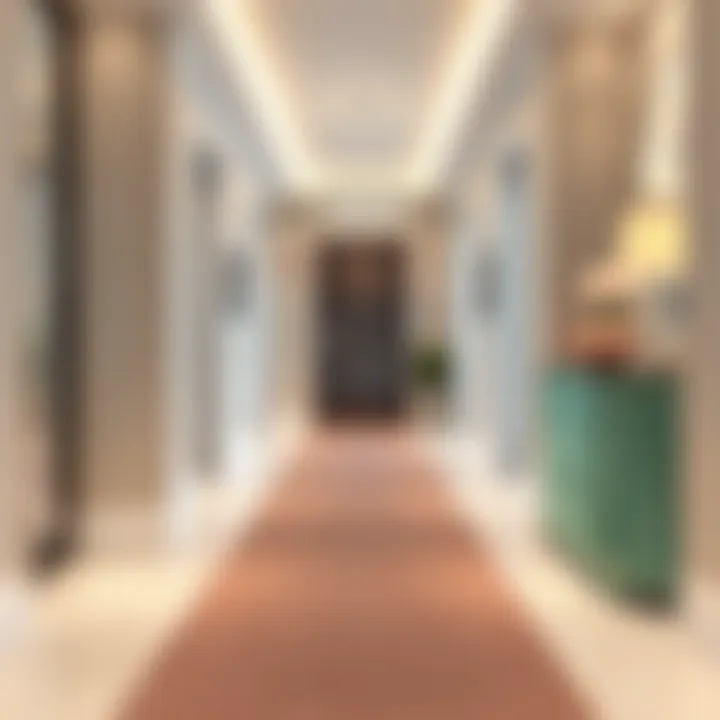 Elegant Plush Carpet Runner in a Modern Hallway Elegant plush carpet runner in a modern hallway