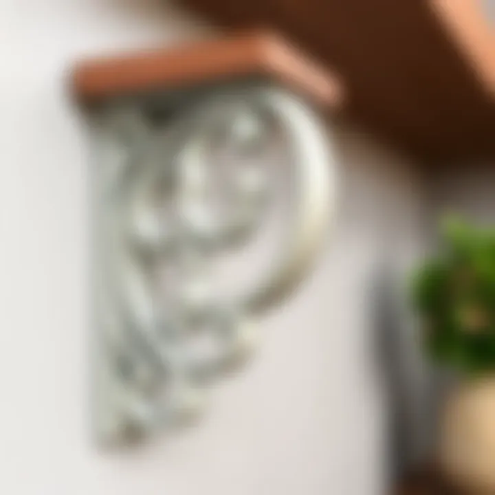 Close-up of a Decorative Top Mount Shelf Bracket Close-up of a decorative top mount shelf bracket with intricate design