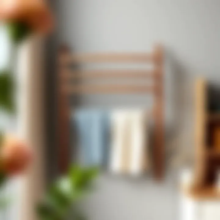 Elegant wooden drying rack mounted on a wall